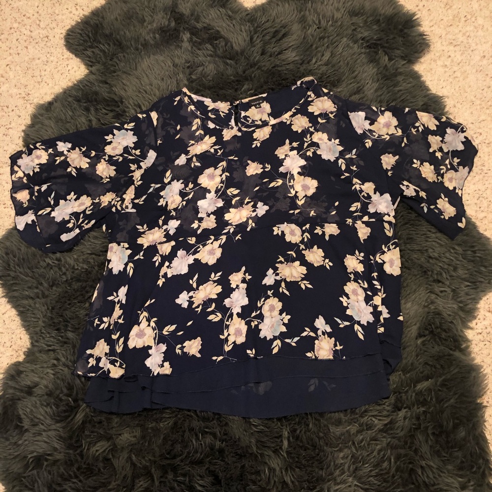 Preloved Women’s Sheer Flower Top B12